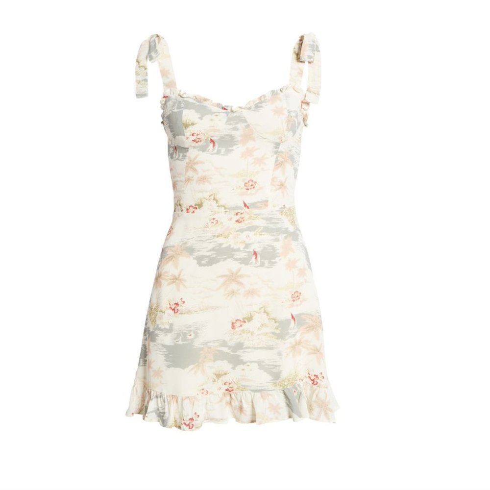 NEW Reformation Christine Ruffle Detail Mini Dress in Long Beach
